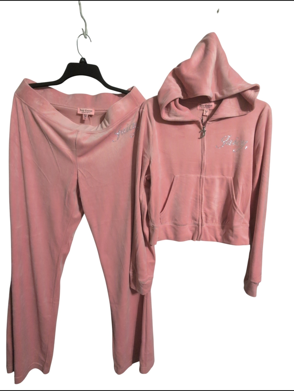 Nwt Juicy Couture Rose Velour Hoodie Pants Set Track Suit Soft Large